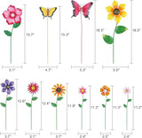 hogardeck Garden Decor for Outside, Set of 10 Metal Flowers Decorative Garden Stakes for Spring Decor, Yard Art Garden Decorations for Outdoor Lawn Porch Pathway (Multi-Color) (Color b)