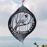 Personalized Cardinal Metal Wind Spinner, Custom Outdoor Ornament for Yard Display, Kinetic Bird Sculpture, Memorial Gift (Cardinal Garden Wind Spinner)