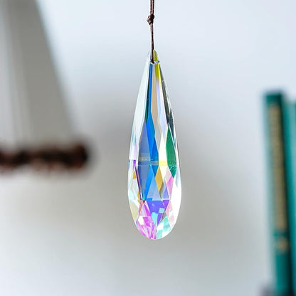 H&D HYALINE & DORA 120mm Hanging Window Crystal Teardrop Prism, Suncatcher Crystal Light Catcher, Glass Hanging Ornaments, Rainbow Maker Pendant Decoration