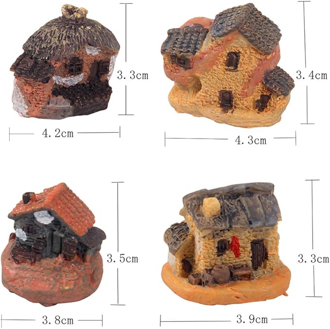 Kbraveo 12pcs Fairy Gardens Stone House and Fairy Gardens Tree, DIY Outdoor Decorations