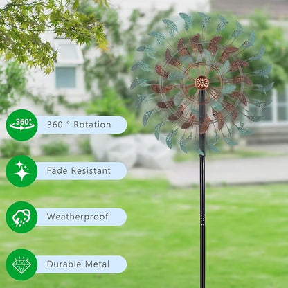 DREAMSOUL 360° Large Wind Spinner Outdoor Vintage Metal Windmill for Yard, Kinetic 6 Blades Wind Spinner for Patio Lawn Decor (80 * 19 Inches)