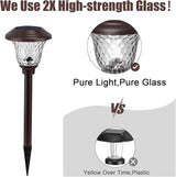 BEAU JARDIN 8 Pack Solar Pathway Lights Outdoor Solar Powered Waterproof Glass Christmas Gift High Lumen for Garden Landscape Path Yard Walkway Driveway White Color Changing Bronze