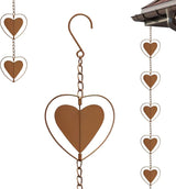 Metal Love Rain Chain for Gutters, Rust Resistant Outdoor Rain Catcher, Perfect for Heavy Rain, Indoor/Outdoor Decoration, Dark Bronze Finish