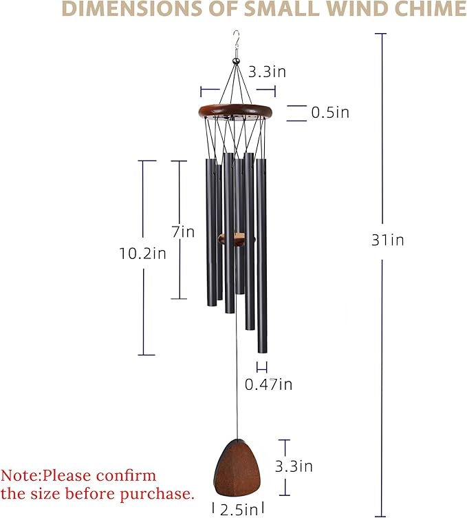 Wind Chimes for Outside Clearance,Aluminum Memorial Windchime Outdoor Suitable for Loss of Loved One Patio Decor Indoor Porch Balcony Garden Decor(Black)
