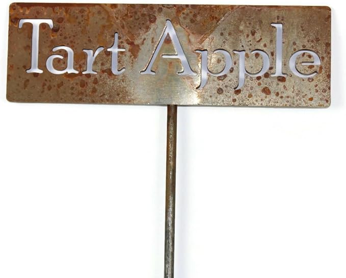 Classic Metal Garden Markers Clearance Items 20 to 33 Inches Tall (Naturally Rusted, Tart Apple)
