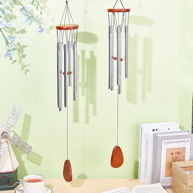 2 Packs Wind Chimes, 29 Inch Long Deep Tone Wind Chimes for Outside Garden Hanging Windchimes for Patio Balcony Hanging Decor, Sandy Brown