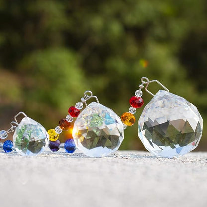 HDCRYSTALGIFTS Set 3 Crystal Prisms Suncatchers for Window Hanging Rainbow Maker Chakra Sun Catcher Indoor Window Christmas Decorations Memorial Sympathy Gifts for Loss of Loved One
