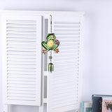 Frog Wind Chimes for Outside, Rustic Aluminum Tube Wind Chimes Animal Stained Glass Hanging Wind Chime Decorative Wind Chime for Balconies Gardens Corridors and Patios (Short)