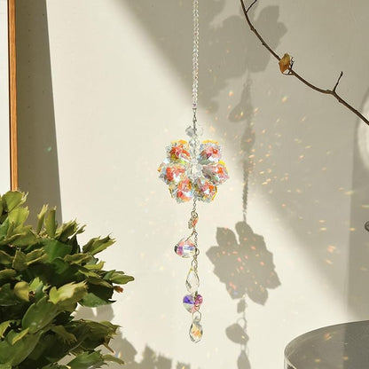 Crystal Flower Sun Catcher, Hanging Sunlight Catcher, Sun Catcher Crystals, Hanging Crystals for Decoration, Window Decoration, Birthday Gift (Transparent)