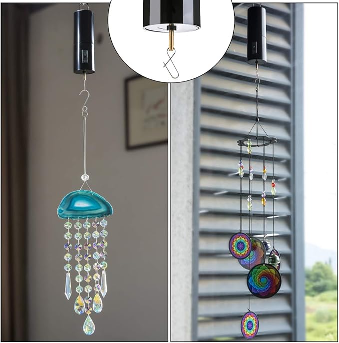 H&D HYALINE & DORA Hanging Black Rotating Motor Wind Spinner Motor Mobile Battery Operated Motor Multi-Purposes Rotatable Hook for Garden Decoration Accessory Supplies(Not Included Battery)