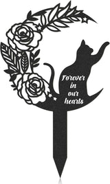 Rngmsi Pet Grave Markers Cat, Metal Memorial Plaques for Outdoors Garden Yard, Pet Grave Marker Decor Gifts Graveyard Remembrance Graveside Burial Stake for Pet Owner