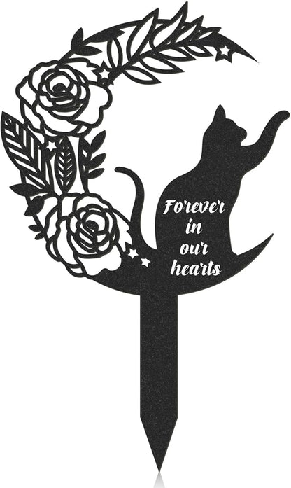 Rngmsi Pet Grave Markers Cat, Metal Memorial Plaques for Outdoors Garden Yard, Pet Grave Marker Decor Gifts Graveyard Remembrance Graveside Burial Stake for Pet Owner