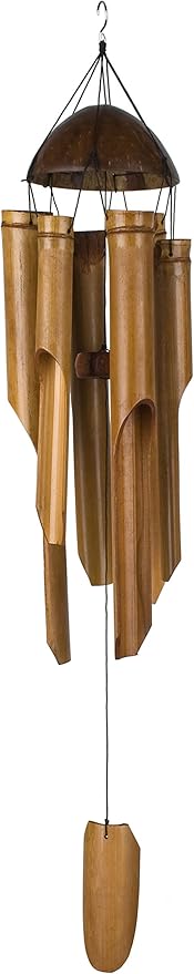 Woodstock Chimes Asli Arts Collection, Half Coconut Bamboo Chime, Large (36'') Bamboo Wind Chimes for Outdoor, Patio, Home or Garden Décor (C101)