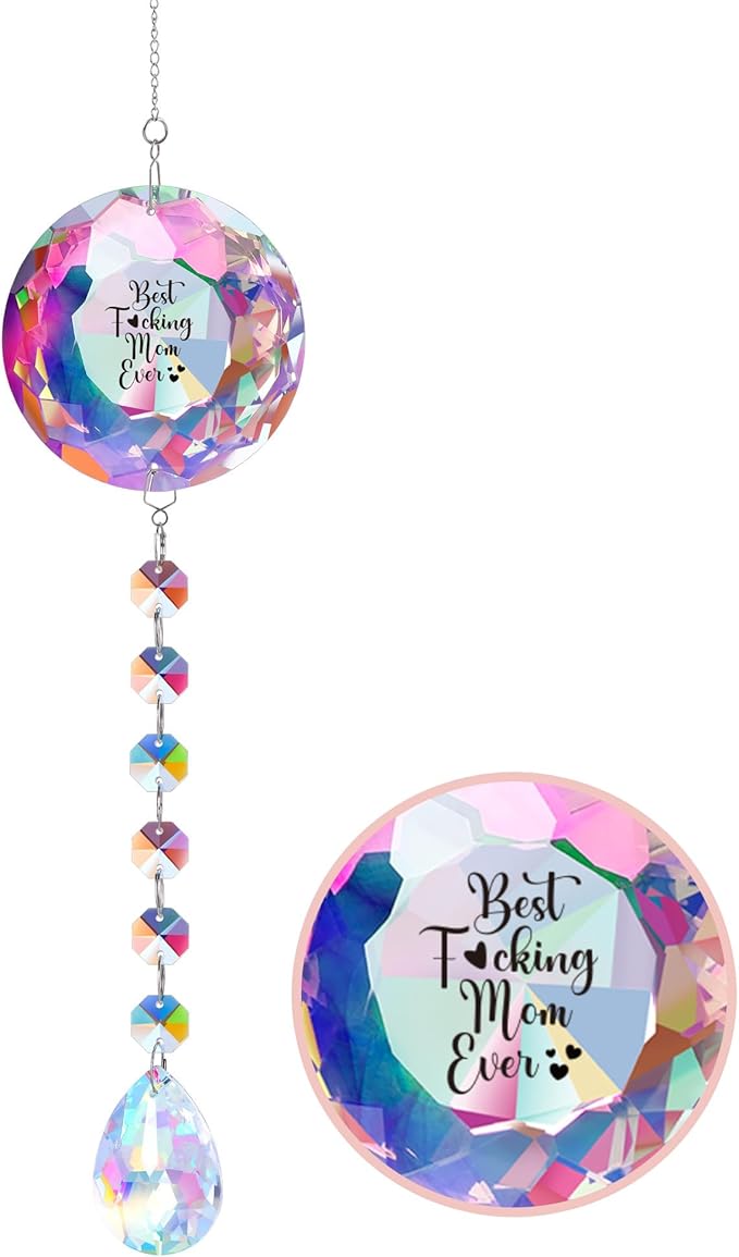 ZHSHWAT Valentines Day Crystal Suncatcher Gift for Mom from Daughter Son - Handmade Solar Rainbow Maker Ornament, Elegant Window Hanging Decor with Sun Catcher Prisms