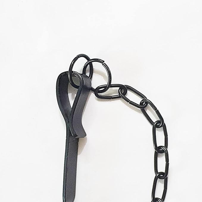 [Upgraded] 3mm Thick, 13 inches Black Powder-Coated Rain Chain Anchoring Stake Including 17 inches Long-Chain, Non-Rust Plating Spiral Anchoring Spike for Rain Chains, Heavy Duty, Reusable