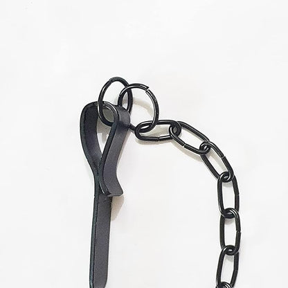 [Upgraded] 3mm Thick, 13 inches Black Powder-Coated Rain Chain Anchoring Stake Including 17 inches Long-Chain, Non-Rust Plating Spiral Anchoring Spike for Rain Chains, Heavy Duty, Reusable