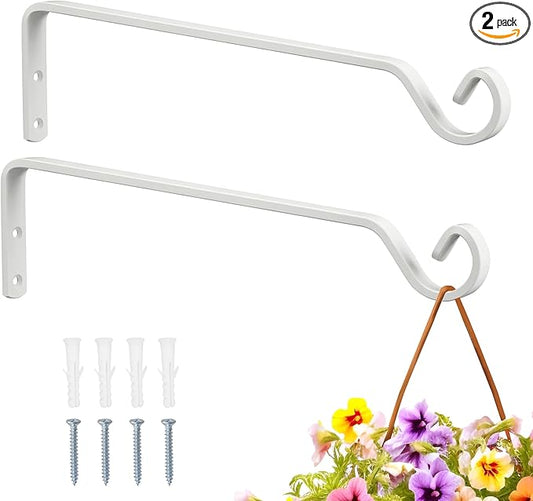 Aidoclip 2PCS Wall Mounted Plant Hanger, Indoor/Outdoor Decorative Hook for Hanging Plants, Windchime, Baskets – Rustic Iron Plant Holder, Ideal Wall Décor, Ceiling Hooks for Indoor Garden- (12in)