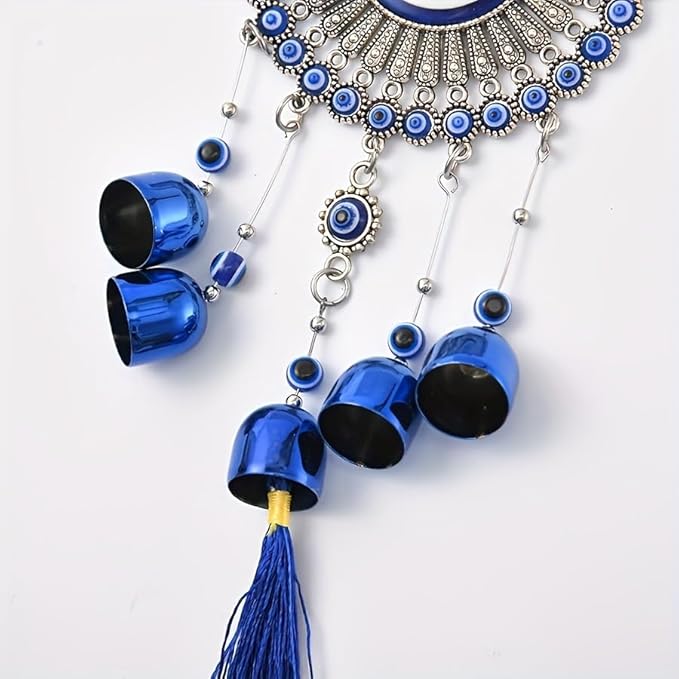 Creative Handmade Alloy Wind Chime Evil Eye Butterfly Sunflower Talisman Pendant Handmade Good Luck Charm, Car Kitchen Home Garden Patio Office (1pc Evil Eye)