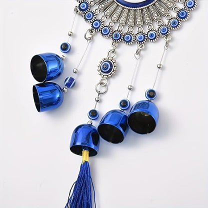 Creative Handmade Alloy Wind Chime Evil Eye Butterfly Sunflower Talisman Pendant Handmade Good Luck Charm, Car Kitchen Home Garden Patio Office (1pc Evil Eye)