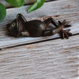 Cast Iron Lying Frog Statue Figurine Animal Decor,Decoration Ornaments for Home Garden,Rust (Frog-Small)