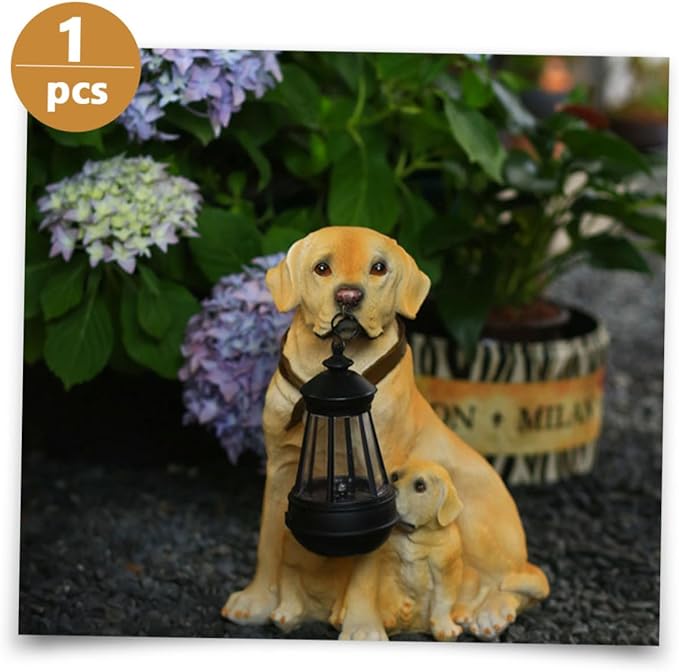 DECHOUS Solar Decor Creative Resin Animal Figurine Garden Ornament for Outdoor Lawn Unique Home Furnishing Accent for Courtyard and Patio Decor