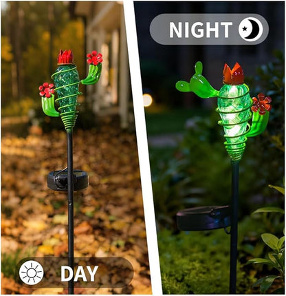 Viveta 2Pack Garden Solar Lights - Cactus Solar Figurine Lights Stake, Waterproof Outdoor Decor for Pathway, Patio，Lawn