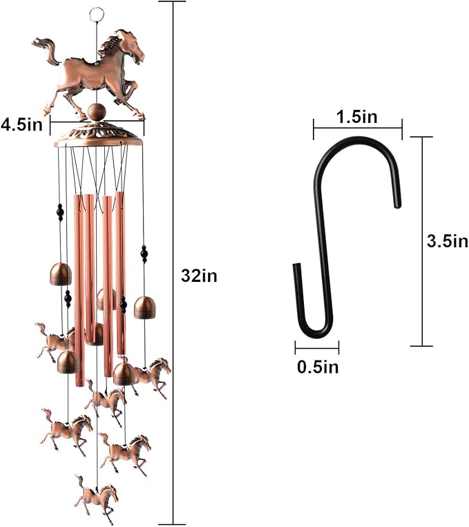 Horse Gifts for Women Mom Wind Chimes for Outside Clearance Copper Windchimes Patio Decor House Warming Gifts Outdoor Garden Decor for Porch Yard Decorations