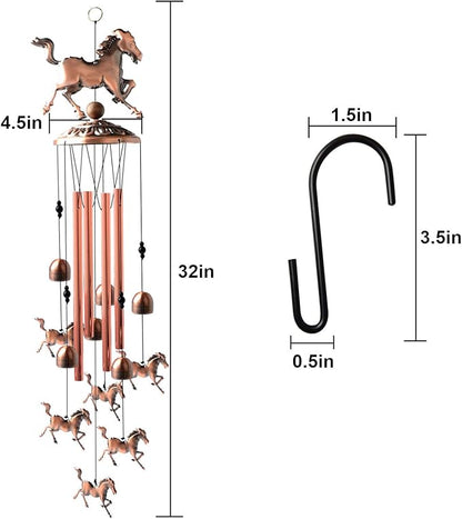 Horse Gifts for Women Mom Wind Chimes for Outside Clearance Copper Windchimes Patio Decor House Warming Gifts Outdoor Garden Decor for Porch Yard Decorations
