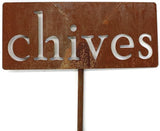 Classic Metal Garden Markers 19 Inches Tall (chives, Naturally Rusted)