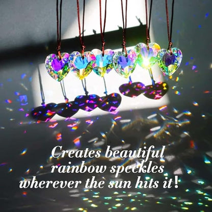 1 Box 12Pcs 1.06 Inch Crystal Heart Prism Suncatcher Glass Heart Ornament Small Clear AB Lamp Prisms Charms Bulk Rainbow Maker Suncatchers for Windows Room Garden Wedding Decoration Pendant