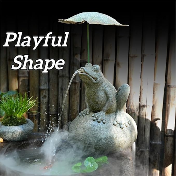 Whimsical Animal Pond Spitter, Outdoor Water Fountain with Pump and Hose, Antique Style Garden Water Fountain for Patio, Yard, Pond and Indoor Decor(Medium)