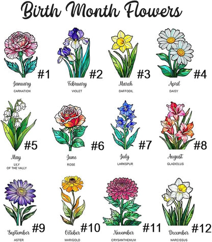 Personalized Grandma’s Garden Stained Glass Window Hanging Ornament, Custom Birth Month Flowers with Kids’ Names, Grandma Love Grows Here Floral Art Decoration, for Mom Grandma