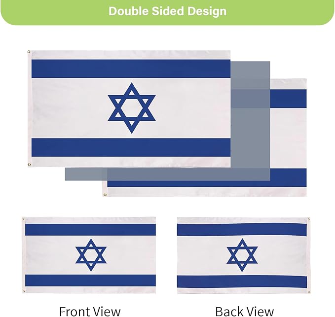 Evergreen Israel Flag 3x5 Outdoor Double Sided, National Flags for Outside with Grommets, Israeli 3-Ply Banners for Garden Patio, Indoor Wall Decor for Room, Works with Standard Estate Flag Poles