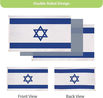 Evergreen Israel Flag 3x5 Outdoor Double Sided, National Flags for Outside with Grommets, Israeli 3-Ply Banners for Garden Patio, Indoor Wall Decor for Room, Works with Standard Estate Flag Poles