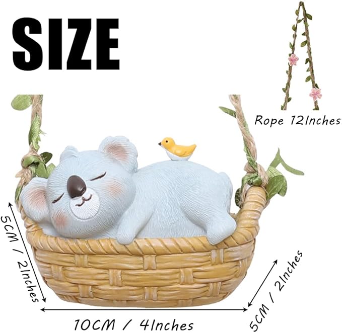 OULIGET Koala Statue Garden Outdoor,Swing Garden Hanging Koala Resin Home Decor,Charmingly Naive Animal Decoration Garden Decor for Patio Yard Lawn Fence Pathway Backyard