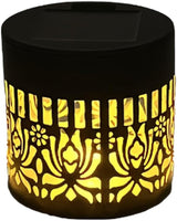 Decorative Solar Mandala Lights - Outdoor Metal Solar Powered Deck Step Wall Lights, Mandala Theme Waterproof Fence Mini Light for Garden Post Patio Backyard Yard Decor (Peony, Yellow)