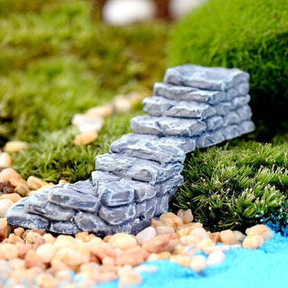 Jinshining Straight Stone Stairs Miniature Fairy Garden Accessories,Miniature Pond Lawn Ornament Figurines, Mini Lighthouse Water Well Bridge Figurines, Micro Landscape Ornaments for Garden DIY Kit