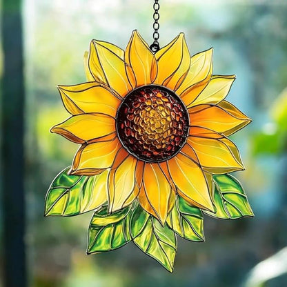Sunflower Suncatcher Window Hanging Ornament for Home and Garden Decor, Indoor Outdoor Flower Gift