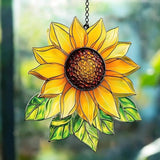 Sunflower Acrylic Suncatcher, Boho Suncatchers for Window Hanging Ornament, Stained Glass Effect Art Garden Decor for Flower Lover, Gifts for Mother's Day, Mom, Grandma, Wife, Women, Nana