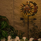 TERESA'S COLLECTIONS Sun & Moon Face Solar Outdoor Lights, Metal Decorative Stake Weathervane Garden Decor for Outside, Yard Decorations Outdoor Lawn Ornaments for Porch Decor Gifts for Mom, 40"