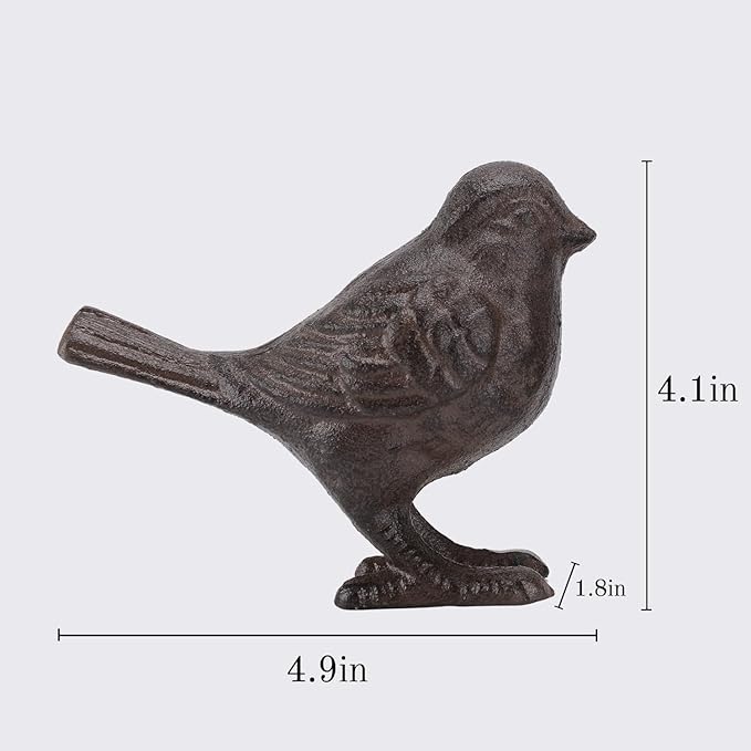 Cast Iron Bird Sculpture Bird Statue Tabletop Decor Figurines, Creative Animal Statues Indoor Outdoor Garden Home Decoration