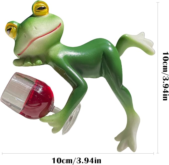 Funny Drinking Frog Statue Flower Pot Hugger Resin Hanging Frog Figurine Planter Pot Decorations for Home Garden Fence Balcony Patio Lawn Yard Ornaments (Drinking Red Wine)