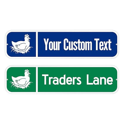 SmartSign Customize Your Own Blue Street Sign with Hen Symbol | 6" x 24" 3M EG Reflective Aluminum