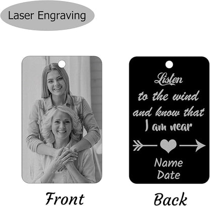 Personalized Custom Wind Chimes Memorial Engraved Gifts for Loss of Loved One Mother Dad Mom Dog Pet Customized Outdoor Sympathy Wind Chimes with Photo Text