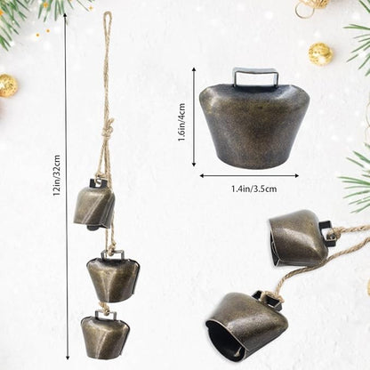 Decorative Metal Cowbells Wall Hanging – Rustic Farmhouse Door Chime for Holiday, Wedding, or Everyday Home Accent
