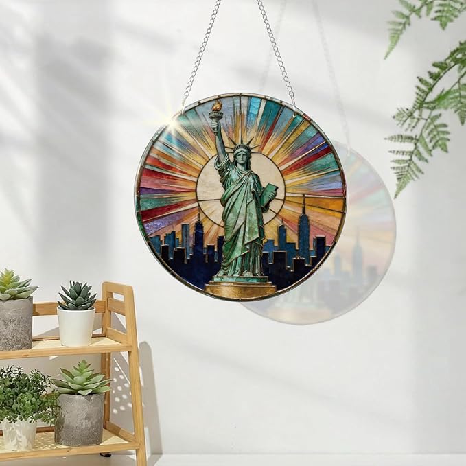 Statue of Liberty Sun Catcher, Statue of Liberty Acrylic Windows Hanging, Acrylic Wall Outdoor Garden Decor, Window Hanging American Patriotic Suncatcher, American Gift