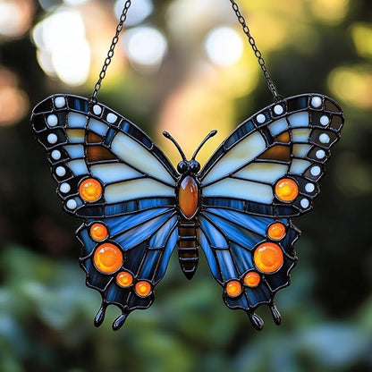 Night Monarch Butterfly Acrylic Suncatcher Stained Glass Effect Window Car Hanging Christmas Ornament Indoor Outdoor Decor Garden Sun Catcher Panel for Butterfly Lover for Women Mom Grandma