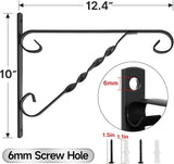 AMAGABELI GARDEN & HOME 4 Pack Hanging Plant Brackets Outdoor 12" Metal Fence Wall Plant Hanger Hooks for Hanging Flower Baskets Bird Feeders Lanterns Wind Chimes Rust-Resistant Black