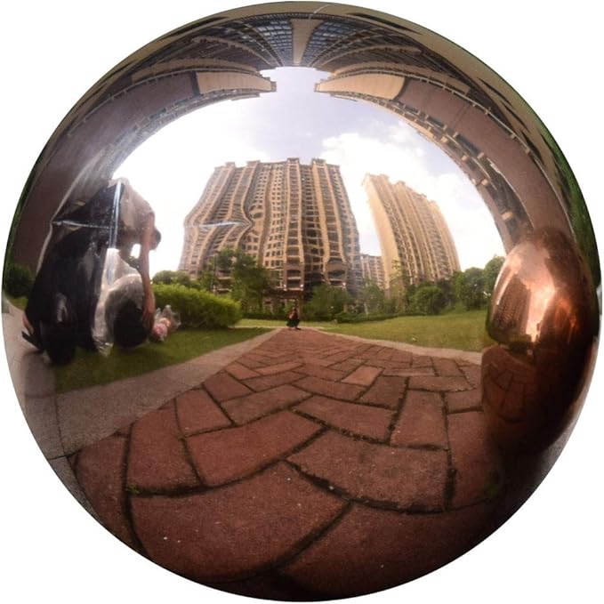 8 inch Diameter Rose Gold Gazing Ball,Rose Gold Stainless Steel Polished Reflective Smooth Garden Sphere Globe Mirror,Colorful and Shiny Addition to Any Garden or Home