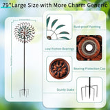 Stargarden Large Metal Wind Spinners, 20” Dia Kinetic Wind Sculptures, 6Layers Windmill Metal Yard Art Garden Decor